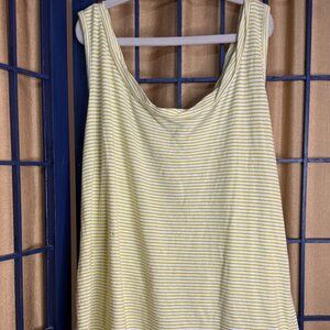 Talbots Yellow & White Striped Sleeveless Drape Neck Tank XL